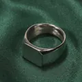 Minimalistische zegelring voor heren van gepolijst zilverkleurig roestvrij staal - US 7 / Zilver