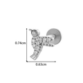 Polished G23 titanium hummingbird stud with clear zircon, size 0.74cm by 0.63cm - Silver Bird Style (T2522-6#银) / 1.2*8mm