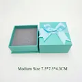 Medium Tiffany blue jewelry gift box with ribbon bow and grey velvet lining 7.5cm - Medium Lake Blue Jewelry Box (Without Jewelry)