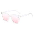 Occhiali da sole quadrati trasparenti con lenti rosa sfumate per donna - Montatura Trasparente Lente Blush