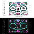 Glow-in-the-dark Halloween skull face tattoo stickers with day and night dual effects - Pattern FB-005