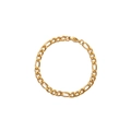 Polished gold plated stainless steel Figaro chain bracelet with lobster clasp - Width 6mm / 21cm / Gold