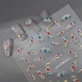 Detailed view of 5D jelly nail stickers with colorful rhinestones on silver base - Silver Base Colorful Rhinestone Style (CO-415 Silver)