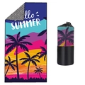 Quick-dry microfiber beach towel with sunset landscape print and black mesh storage bag - Dusk Summer (Double-sided Print with Mesh Bag)