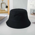 Classic black cotton sun hat with wide brim for women, minimalist Japanese style bucket hat - M / Small Brim / Black