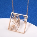 Modern rose gold square city map necklace with intricate hollow cutout street patterns - New York USA / Rose Gold