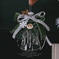 Campanella di Natale in vetro vintage con fiocco in velluto verde e pigne - Campana con Renna Verde Bosco