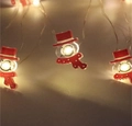 Christmas LED string lights with snowman figurines wearing red hats and polka dot scarves - 1m 10-LED (2AA Battery Model) / Scarf Snowman