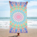 Microfiber beach towel with colorful mandala patterns for surfing and yoga outdoors - B53-Bohemian Mandala Art