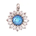 Gold-plated copper pendant featuring a blue gemstone center and snowflake sunburst design - Army Green M84