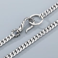 Vintage stainless steel cuban link jeans chain with detailed dragon head clasp design - Shiny Silver Cuban Link Style (KK026-Z)