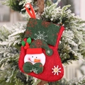 Calza di Natale rustica in feltro rosso e verde con pupazzo di neve sull'albero - Pupazzo di Neve