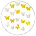3D butterfly hanging garland with yellow and white paper butterflies on circular frame - Large / Gradient Yellow