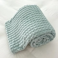 Manta gruesa de terciopelo verde menta con textura ondulada en relieve y acabado suave - 100*150CM Manta / Rejilla de Gofre Azul Smog