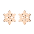 Minimalist rose gold stainless steel hollow snowflake earrings set in a symmetrical view - Hollow Snowflake-310 / Rose Gold