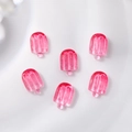 Macro detail of six pink resin popsicle nail art charms with translucent texture - 6pcs Set / Strawberry Pink