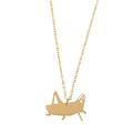 Golden grasshopper pendant necklace in polished stainless steel for women - Grasshopper Style (LN1570)