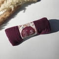 Dark purple pleated cotton viscose shawl rolled with handmade fashion paper label - Style #90