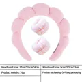 Pink plush sponge headband set with matching wristbands for face washing in soft fabric - 2- Pink Terry Cloth Headband + 1 Pair Of Wristbands