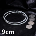 Extra large 9cm silver hoop earrings with shimmering rhinestones on black satin - Silver 9cm