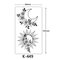 Temporary tattoo stickers featuring black and white moon and flower sketches, size 60x105mm - K-449-Sun Moon Stars