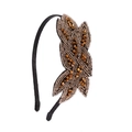 Bohemian crystal beaded headband featuring handmade antique bronze and silver leaf patterns - Style 1 (Bronze Gold)