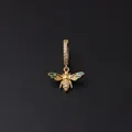 Golden bee hoop earring with micro-pave zircons and colorful enamel inlay details - Enamel Colorful Bee Style (4#)