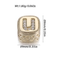 Ciondolo quadrato lettera U dorata con zirconi micro-pave e bordi strutturati per gioielli - Stile lettera U (YSN214-21)
