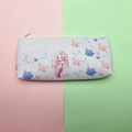 Detail of mermaid pencil case with cross-grain PU texture and smooth zipper closure - Mermaid-Pink