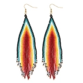 Orecchini bohémien con nappe di perline multicolori e ganci dorati in stile etnico - Nappa Floreale Rossa (MG-E220029A)