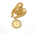 18K gold plated hip hop pendant necklace with Greek key pattern and sparkling crystals - Gold