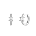 Vista dettagliata di orecchini a cerchio in argento con zircone quadrato e Ag 925 - Argento/Zirconia Trasparente