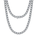 Elegante collar tenis de plata S925 con brillantes piedras redondas en capas dobles - Collar 3mm / Platinado / 55cm