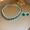 Collar Pendientes Estilo 1 / Plata-Verde