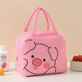 Roze geïsoleerde lunchtas met schattig varken-ontwerp en stevige handvaten - Roze varkentje