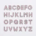 Wholesale 8mm chrome letters with pink rhinestones, set of 26 DIY alphabet charms - Pink A-Z (Set of 26)