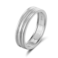 Minimalist S925 sterling silver chain ring for men with polished finish in silver - NMR08-Triple Groove Silver Ring-Size 12