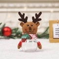 Tarro de caramelos de reno navideño con tapa de peluche y bufanda de punto a rayas - Alce