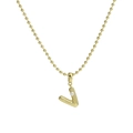 18k gold plated bubble letter V pendant necklace with pearl on a bead chain - Letter V