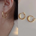 Polished golden hoop earrings for women with simple circle design in minimalist style - Classic Gold Hoop Style (MY33115)
