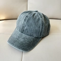 Detail of washed cotton texture and reinforced stitching on a vintage baseball cap - 54cm 4-10 Years / Army Green