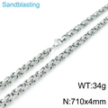 Silver sandblasted Byzantine chain necklace in stainless steel, 710x4mm, 34g weight - 710mm*4mm(KN117522-Z)