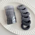 Elastic thick knitted hair ties in gradient grey colors with transparent storage jar - 11# Grey Tones (6pcs Jar)