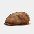 Classic brown corduroy newsboy cap with vintage textured octagonal design for autumn - Tan
