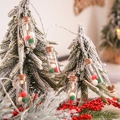 LED wishing bottle fairy lights with colorful pom poms wrapped on a snowy Christmas tree - Christmas Pom Pom Style / 1.5M 10-LED (2-AA Battery Box)