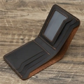 Heren bifold portemonnee van donkerbruin crazy horse leer met oranje stiksels - Donkerbruin