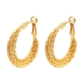 Eleganti orecchini a cerchio intrecciati placcati oro 18K dal design minimalista - Stile a Tripla Torsione (Oro) / Oro