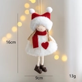 Bambola di peluche natalizia da appendere con cappello rosso e abito a cuore, 16cm - Girls
