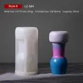 Silicone stacking candle mold LZ-584 with gradient stone vase finished product demo - Stacking Block Style B LZ-584
