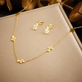 Polished gold plated stainless steel snake pendant necklace and earring set for women - Necklace Earrings Set (N2737)